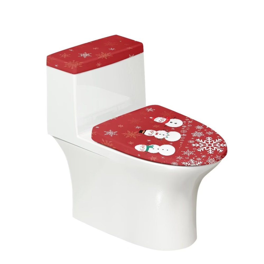 Epaihaiy Christmas Snowman Toilet Lid Cover Elongated, Thick Toilet Seat Cover for Bathroom, Washable Soft Toilet Cover, Fits Most Toilet Lids and Tank