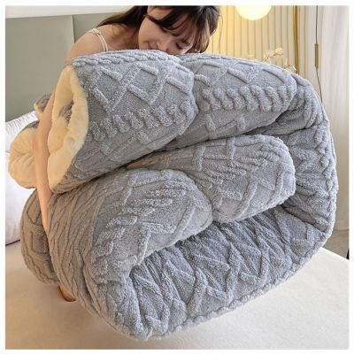 FDISDIFH Thickened Super Soft Insulation Hibiscus Winter Quilt, Imitation Cashmere + Hibiscus Double Fabrics, Breathable Warmth Fluffy Plush Sided Velvet Blanket (B 180x220cm/71x86.6in(4.5kg))