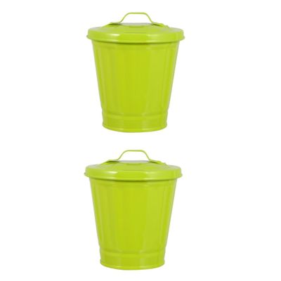 BESTOYARD 2 Pcs Garbage Can Plant Basket Outdoor Trash Can Basket with Lid Mini Pots Outdoor Counter Dog Poop Trash Can Desk Trash Can Trash Cans Garbage Bin Flowers Office Iron Stationery