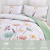 Dinjoy Floral Quilt Set Queen Size,Sage Green Bedspread Botanical 3 Pieces Fall Quilts Microfiber Lightweight Bedspreads White Soft Reversible Bed Cover Sets for All Season(96"x90") view 3
