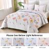Dinjoy Floral Quilt Set Queen Size,Sage Green Bedspread Botanical 3 Pieces Fall Quilts Microfiber Lightweight Bedspreads White Soft Reversible Bed Cover Sets for All Season(96"x90") view 4