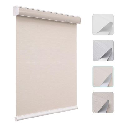 Changshade Custom Size Cordless Roller Shade with Valance, Blackout Roller Shades for Windows Roll-up Thermal Insulated Fabric Blinds for French Door, Easy Installation,28 inches Wide,Beige