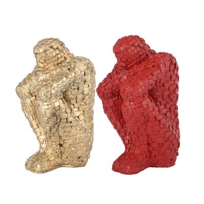 Handcrafted Set of 2 Resin Thinking Men Showpiece for Home Dcor Lovable Designer Decorative Gift Item by Wonder Handicraft Art