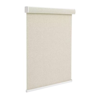 Changshade Custom Size Cordless Roller Shade with Valance, Blackout Roller Shades for Windows Roll-up Thermal Insulated Fabric Blinds for French Door, Easy Installation,75 inches Wide,Yellowish Beige
