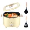 Audecook Hot Pot Electric, 2.5L Portable Nonstick Multicooker for 1-3 Persons, Honeycomb Texture Travel Electric Skillet with Dual Power Temperature Control for Steak/Egg/Noodles/Oatmeal (Beige) view 1
