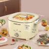 Audecook Hot Pot Electric, 2.5L Portable Nonstick Multicooker for 1-3 Persons, Honeycomb Texture Travel Electric Skillet with Dual Power Temperature Control for Steak/Egg/Noodles/Oatmeal (Beige) view 3