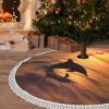 Christmas Tree Skirt with Tassel 48" Dolphin and Sunset Christmas Tree Mat Cover Xmas Tree Skirt for Xmas Holiday Party Christmas Decoration Ornaments Tassel Tree Skirt for Happy New Year view 1