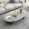 CraftThink Coffee Table, Mid Century Modern Oval Stone Tabletop SideTable Coffee Table with Double Pedestal Metal Base for Living Room Center -Jadeite 47" L x 23.5" W x 18" H view 1