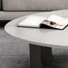 CraftThink Coffee Table, Mid Century Modern Oval Stone Tabletop SideTable Coffee Table with Double Pedestal Metal Base for Living Room Center -Jadeite 47" L x 23.5" W x 18" H view 4