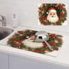 Christmas Holiday Santa Claus Wreath Dish Drying Mat for Kitchen Counter Absorbent Dish Drying Pad Non Slip Kitchen Drying Mat Coffee Mat Microfiber Dish Mat for Sink Dishes Countertop Draining Racks view 1