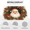 Christmas Holiday Santa Claus Wreath Dish Drying Mat for Kitchen Counter Absorbent Dish Drying Pad Non Slip Kitchen Drying Mat Coffee Mat Microfiber Dish Mat for Sink Dishes Countertop Draining Racks view 3