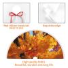 Autumn Maple Christmas Tree Skirt with Pom Pom Trim Xmas Tree Skirt for Holiday Party Soft Christmas Decorations Christmas Tree Mat Base Cover for New Yea Decoration view 4