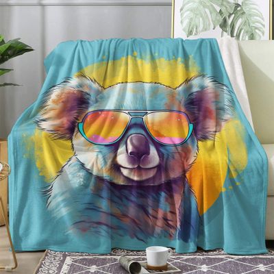 zcwl Cool Koala Throw Blanket, Funny Animal Fleece Blanket for Couch Bed Sofa, Fun Patterned Blankets and Throws, Super Soft Cozy Plush Flannel Blanket, 30x40, Decor & Gift