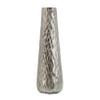 Benjara BM302673 23 in. Diamond Textured Tapered Aluminum Tall Oblong Vase Silver view 1