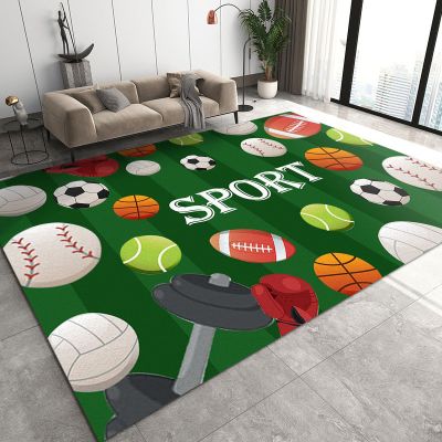 Cartoon Basketball Football Volleyball Baseball Sports Lover Area Rugs Carpet for Boy Room, Floor Rugs Soft Comfortable Washable Non-Slip for Living Room Bedroom Teen Study5 x 6ft