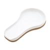 Kamenstein Ceramic and Cork Spoon Rest for Kitchen Counter and Stovetop Protection from Spills and Scratches, natural cork and white ceramic view 1