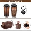 Roshtia Thank You Gift for Men 17 oz Stainless Steel Tumbler with Lid Leather Toiletry Bag Inspirational Keychain Team Gift for Male Employee Teacher Birthday(Wood Grain) view 2
