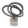 Benjara BM302657 9 in. Abstract Loop Design & Block Base Table Sculpture Black & Silver view 4