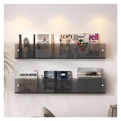 Brochure Display Stand Magazine Rack Hanging Magazine Rack for Kids Room, Acrylic Clear Brochure Display Stand Information Holder, Compact Literature Storage Rack 16 20 28 35 39 Inch Long ( Size : Len
