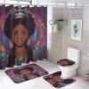 ZGDPBYF Black Girl Afro Lady Crown 3 Piece Bath Mats Black Woman Waterproof Non Slip Bath Mat Set, Washable Rug for Bathroom,-3-Piece Set view 2