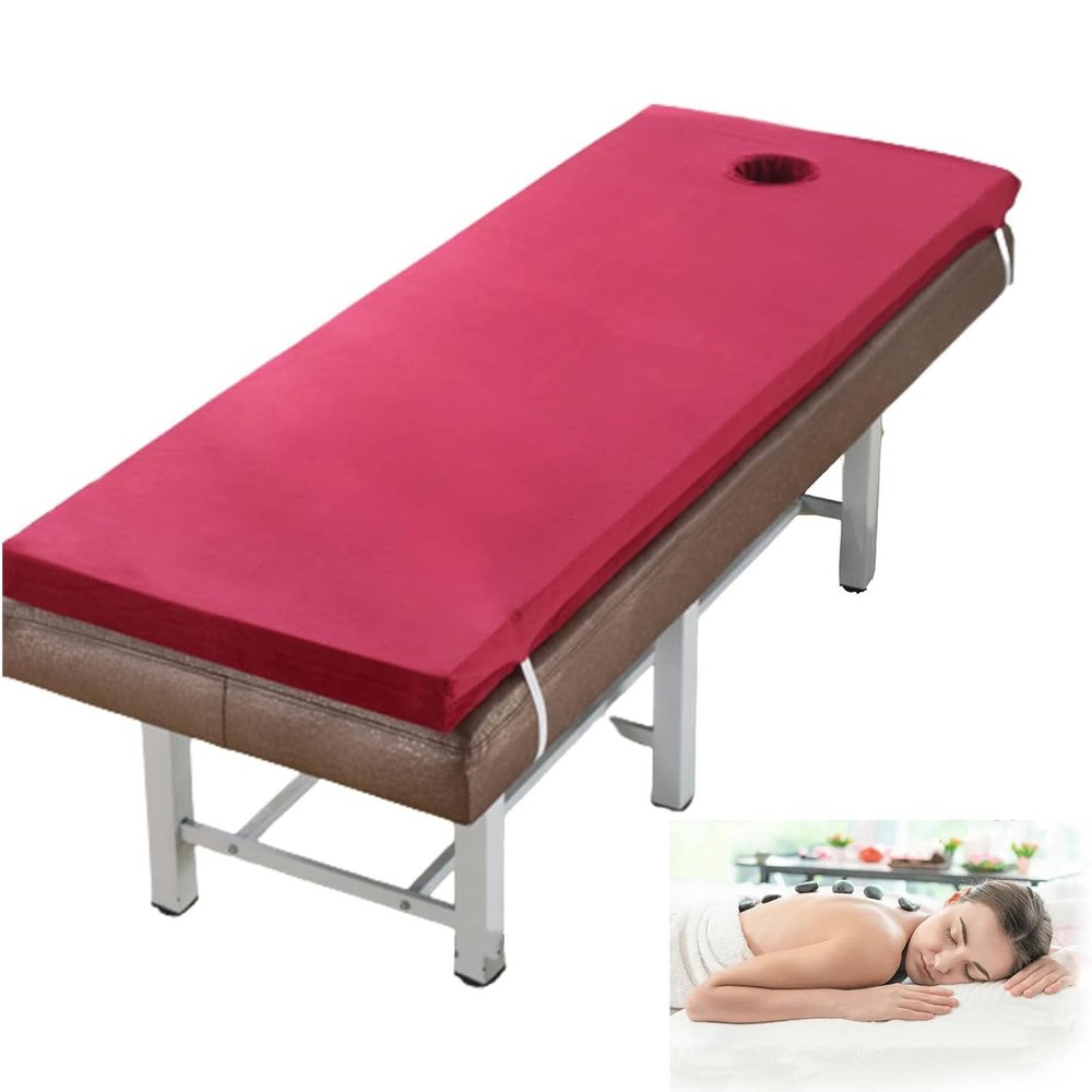 DAZULI Memory Foam Mattress Topper Massage Bed 8cm Thick Square/Round/trapezoidal Head Lash Bed Topper Spa Bed Padding with Breath Hole Removable and Washable(Size:80x190cm,Color:Burgundy S)