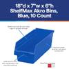 Shelving Inc. 18"d x 7"w x 6"h ShelfMax Akro Bins, Blue, 10 Count view 2