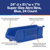 Shelving Inc. 24" d x 8"w x 7" h Super-Size Akro Bins Storage Bins, Blue, 4 Count view 2