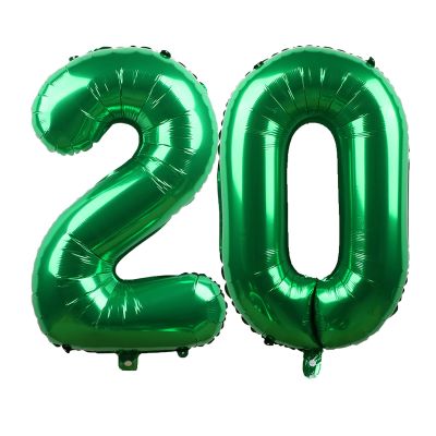 YFHVJTKO 40 Inch Green Number 20 Foil Balloons 20 Celebration Decorations for Happy 20th Birthday Party Wedding Bridal Shower Engagement Photo Shoot Anniversary Decoration, Number 20 Green Balloon