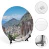 10" Decorative Plate Monument Amphitheatre Ruins Round Ceramic Plate with Display Stand Modern Porcelain Table Plate Wall Hanging Decoration for Home Office Collectible Art Souvenir view 4