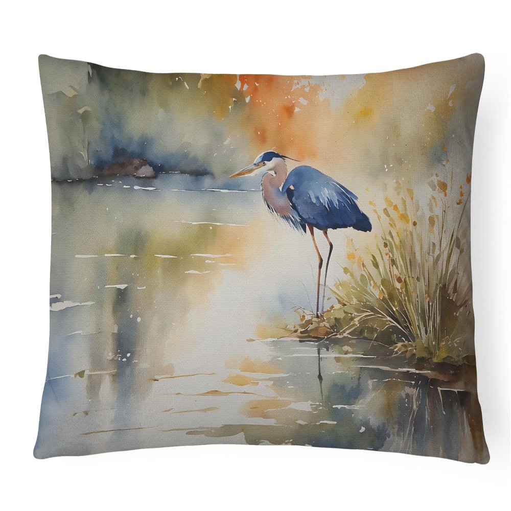 Caroline's Treasures DAC2847PW1216 Blue Heron Throw Pillow Machine Washable, Indoor Outdoor Decorative Pillow for Couch, Bed or Patio, 12HX16W