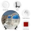 6" Decorative Plate Santorin Greece Architecture Round Ceramic Plate with Display Stand Modern Porcelain Table Plate Wall Hanging Decoration for Home Office Collectible Art Souvenir view 3