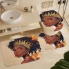 ZGDPBYF Bathroom Rugs Set Ultra Soft 3 Pieces Bath Rugs Non Slip, African American Woman Bathroom Mat, Bathroom Set with Toilet Rugs, Crown in A Beautiful, Perfect Plush Bathroom Mats view 1