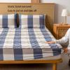 FCLDESHOP Bottom Fitted Sheet,Cotton Quilted Solid Color Fitted Sheets, Bedroom Holiday Home Skin-Friendly Anti-Slip Checkered Bed Cover,Light Pink,180 * 220cm+26cm view 3