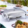 3 QT Chafing Dish Buffet Set | Food Warmers for Parties Buffet, Oven Safe Glass Serving Dish with Stainless Steel Base and Cover view 3