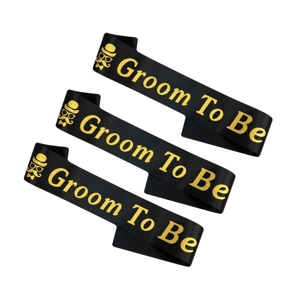 OKUMEYR 3pcs Groom Sash Letter Printing for Bachelor Party Comfortable and Festive Etiquette Belt for Wedding Celebrations