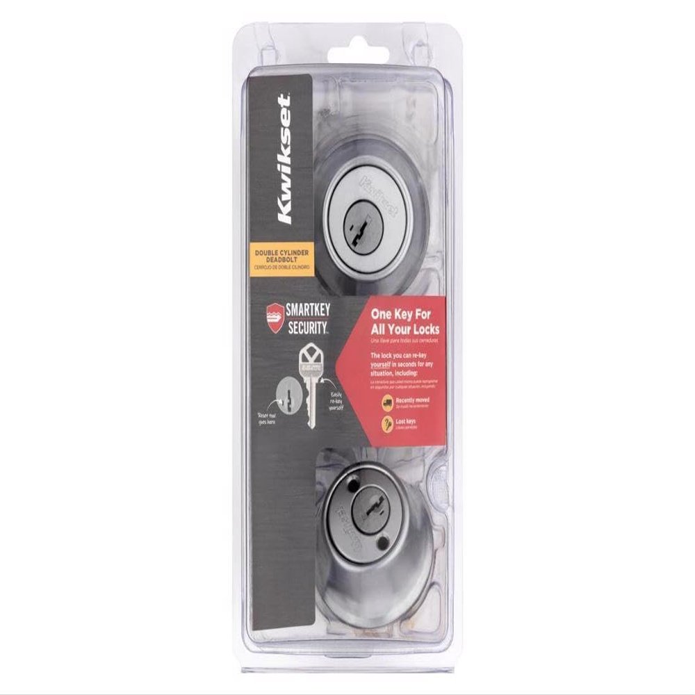 Kwikset SmartKey Security Satin Chrome Metal Double Cylinder Deadbolt