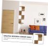 Amosfun 1set Multi-Layer Wooden Storage Rack Creative Wall-Mounted Shelf for Home Organization for Living Room Bedroom and Study Use Strong Bearing Capacity Walnut Finish view 4