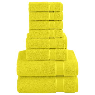 Elegant Comfort Premium Cotton 8-Piece Towel Set, Includes 4 Washcloths, 2 Hand Towels and 2 Bath Towels, 100% Turkish Cotton - Highly Absorbent and Super Soft Towels for Bathroom, Yellow