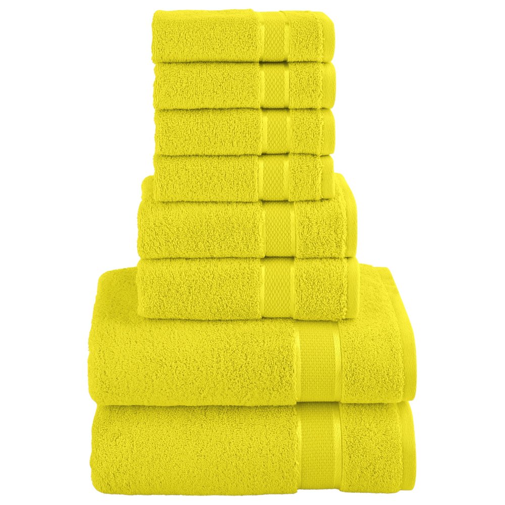 Elegant Comfort Premium Cotton 8-Piece Towel Set, Includes 4 Washcloths, 2 Hand Towels and 2 Bath Towels, 100% Turkish Cotton - Highly Absorbent and Super Soft Towels for Bathroom, Yellow
