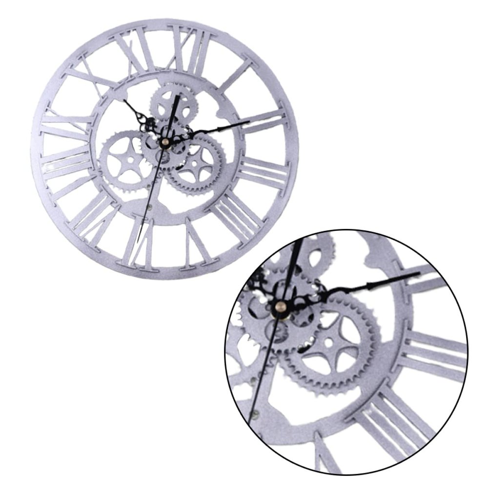 ARTIBETTER 1pc Wall Clock Creative Decorative Analog Clock for Living Room Bedroom and Kitchen Silent Non-Ticking Design Silver Finish