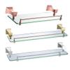 BAHELS Shower Caddy 2021 Bathroom Glass Shelf, Shower Organizer Tempered Glass Storage Cosmetic Shelf, Wall Mounted Golden Rose Gold Polished Finish Bathroom Organizer (Color : Gold) view 2