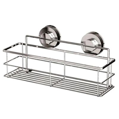BAHELS Shower Caddy Stainless Steel Storage Bracket, Suction Cup Deep Bath Wall Mount Shelf Shampoo Shower Gel Holder Bathroom Accessories Bathroom Organizer