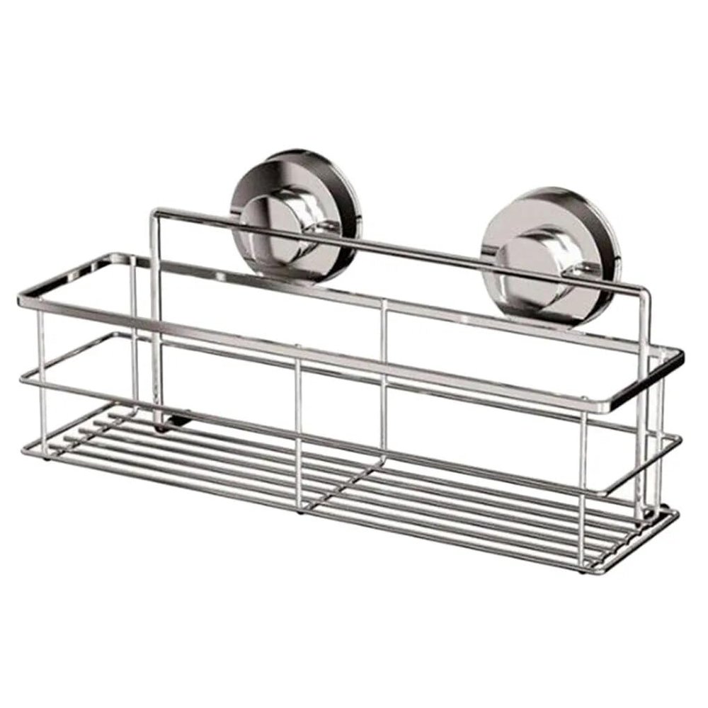 BAHELS Shower Caddy Stainless Steel Storage Bracket, Suction Cup Deep Bath Wall Mount Shelf Shampoo Shower Gel Holder Bathroom Accessories Bathroom Organizer