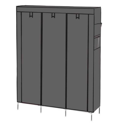 Amunpitic Closet Wardrobe with Doors, Cloth Closet Wardrobe with Hanging Rods, Portable Wardrobe Rack Easy to Assembly, for Hanging Clothes