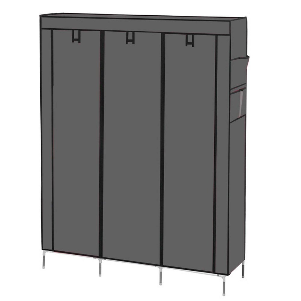 Amunpitic Closet Wardrobe with Doors, Cloth Closet Wardrobe with Hanging Rods, Portable Wardrobe Rack Easy to Assembly, for Hanging Clothes