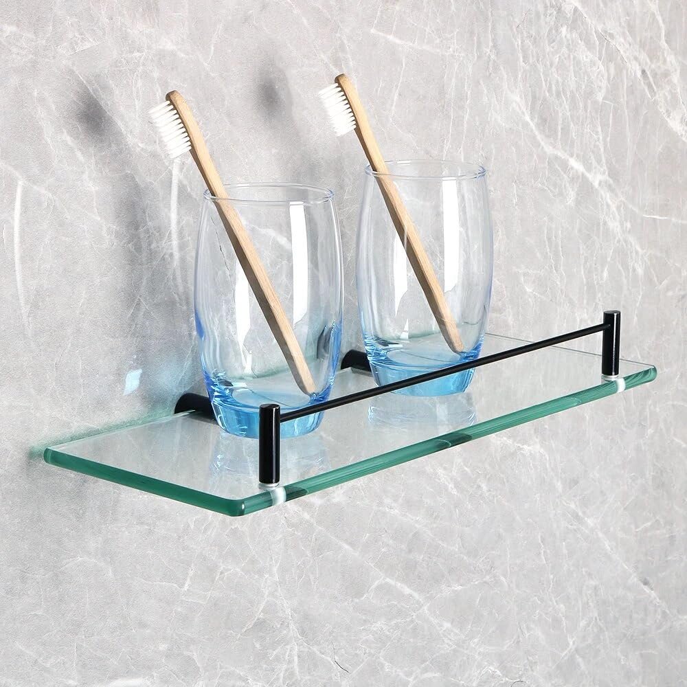 BAHELS Shower Caddy 35mm Bathroom Glass Shelf, Bath Shower Glass Holder, Stainless Steel Storage Rack, Wall Mount Shelf Bathroom Shelves Accessories Bathroom Organizer