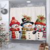 Christmas Shower Curtain, Christmas Hat Snowman Washable Shower Curtain with Hooks Bath Decor Fabric Shower Curtains for Bathroom, Hotel, Stalls, Bathtubs, 66x72 in view 4