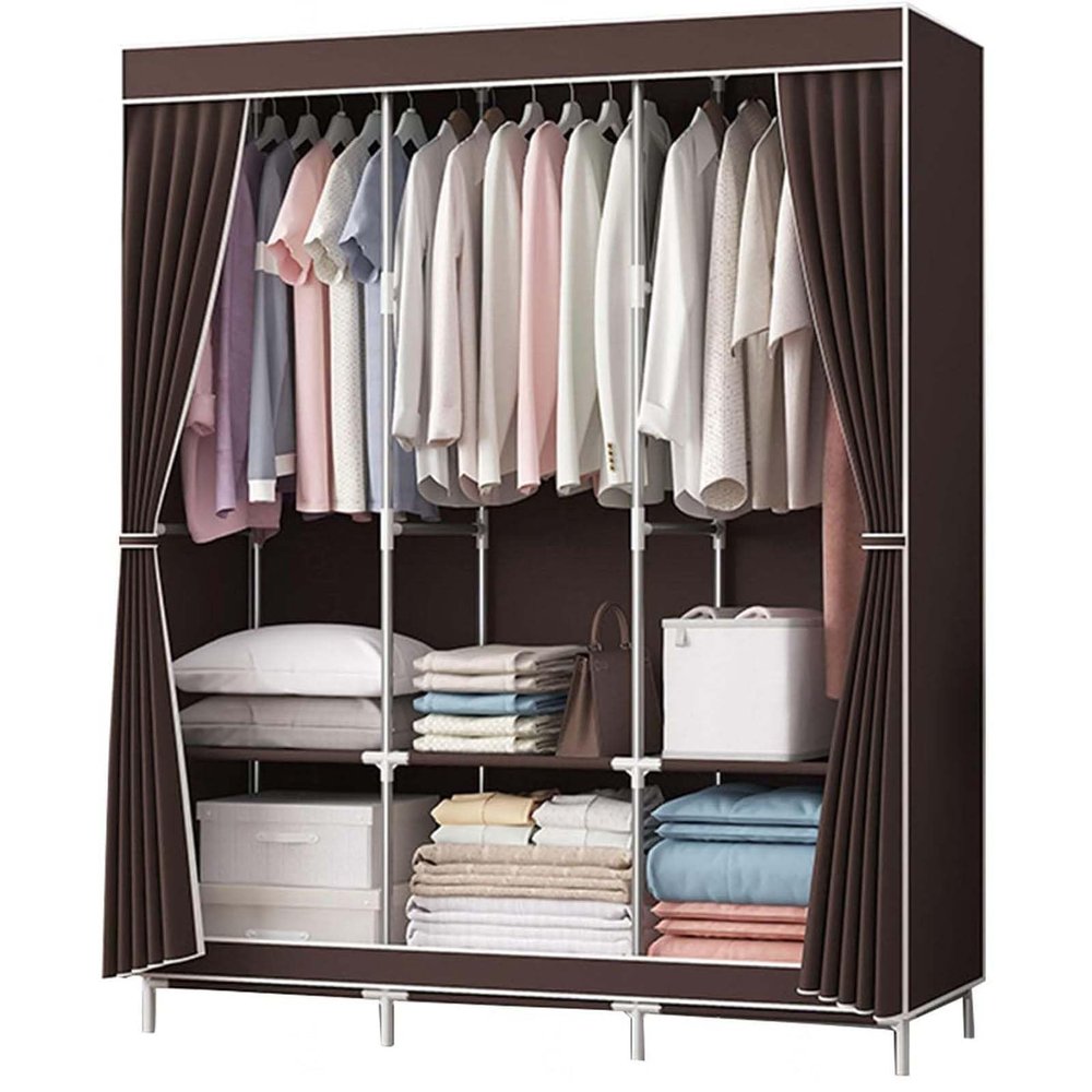 Amunpitic Portable Closet Wardrobe, Fabric Wardrobe with Hanging Rods, Wardrobe Closet for Bedroom, Living Room Easy to Assembly, for Hanging Clothes