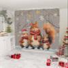 Christmas Shower Curtain, Retro Grey Christmas Squirrel Branch Ball Snowflake Washable Shower Curtain with Hooks Bath Decor Fabric Shower Curtains for Bathroom, Hotel, Stalls, Bathtubs, 36x72 in view 2
