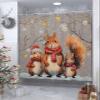 Christmas Shower Curtain, Retro Grey Christmas Squirrel Branch Ball Snowflake Washable Shower Curtain with Hooks Bath Decor Fabric Shower Curtains for Bathroom, Hotel, Stalls, Bathtubs, 36x72 in view 4